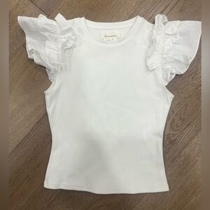 Anthropologie Puff Sleeve Ribbed Shirt